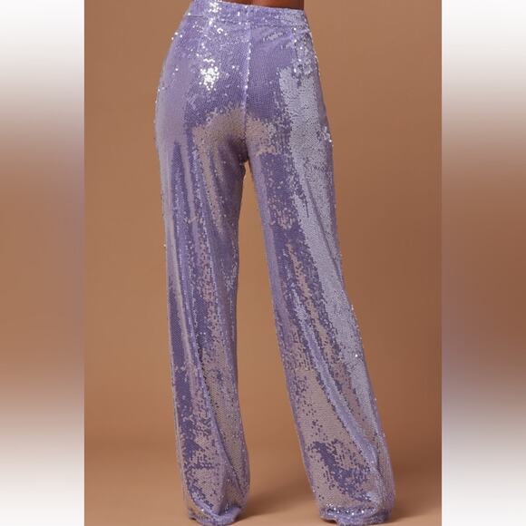 Purple Sequin and Feather Matching Set long sleeve high waist XS/S - Picture 3 of 10